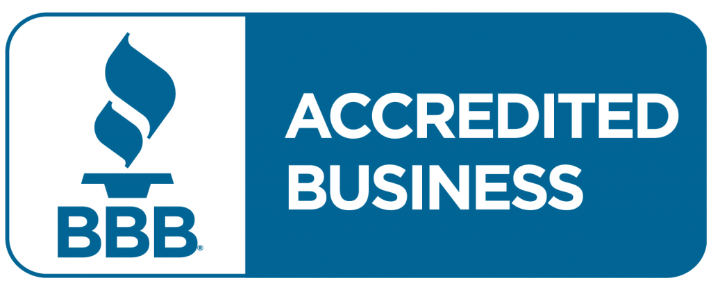 BBB Accredited Business logo with a blue background and white text, featuring a torch symbol on the left side. Perfect for businesses offering AIR DUCT CLEANING Sacramento services.